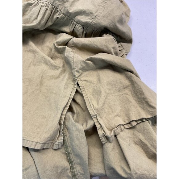 Caryn Lawn Dress Womens One Size Green Pockets Tiered Midi puff sleeve - Picture 9 of 13